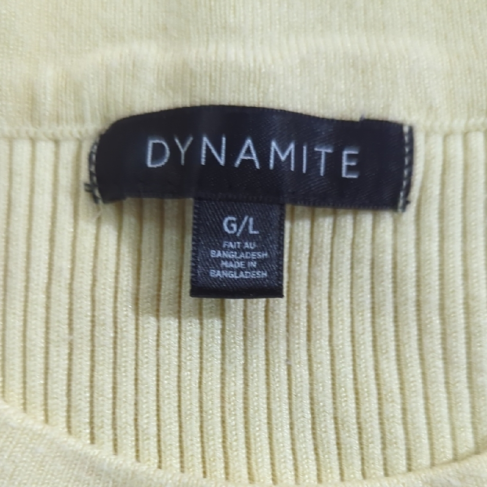 Size L Dynamite Light Yellow Ribbed Tank Top - Picture 4 of 11